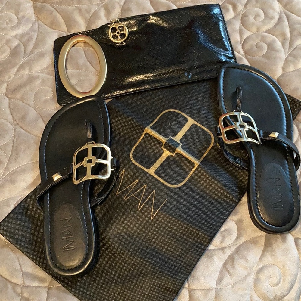 IMAN Designer Sandals 5.5 - w/ matching clutch NWT